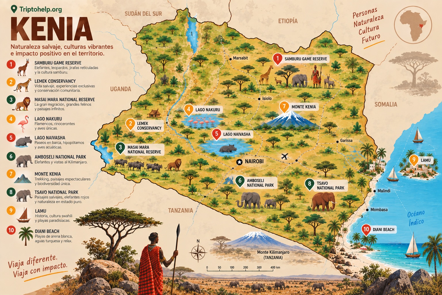 Mapa turístico de Kenia